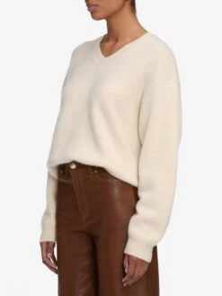 The Cashmere Brushed V Sweater -- Cream -Frame Sale Store WF25LPA010 CEDA WF25KSW054 CREA 8893