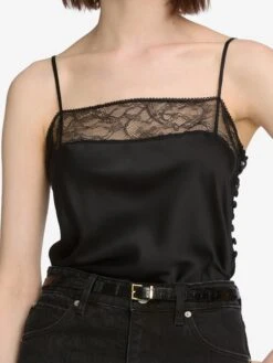 The Lace Inset Cami -- Black 10 The Lace Inset Cami -- Black -Frame Sale Store WF25WBL013 BLK 11860 V2