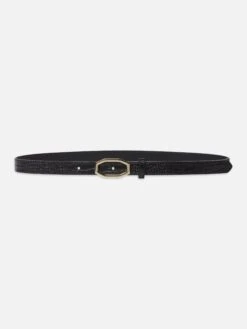 Angular Buckle Belt -- Black Croc
