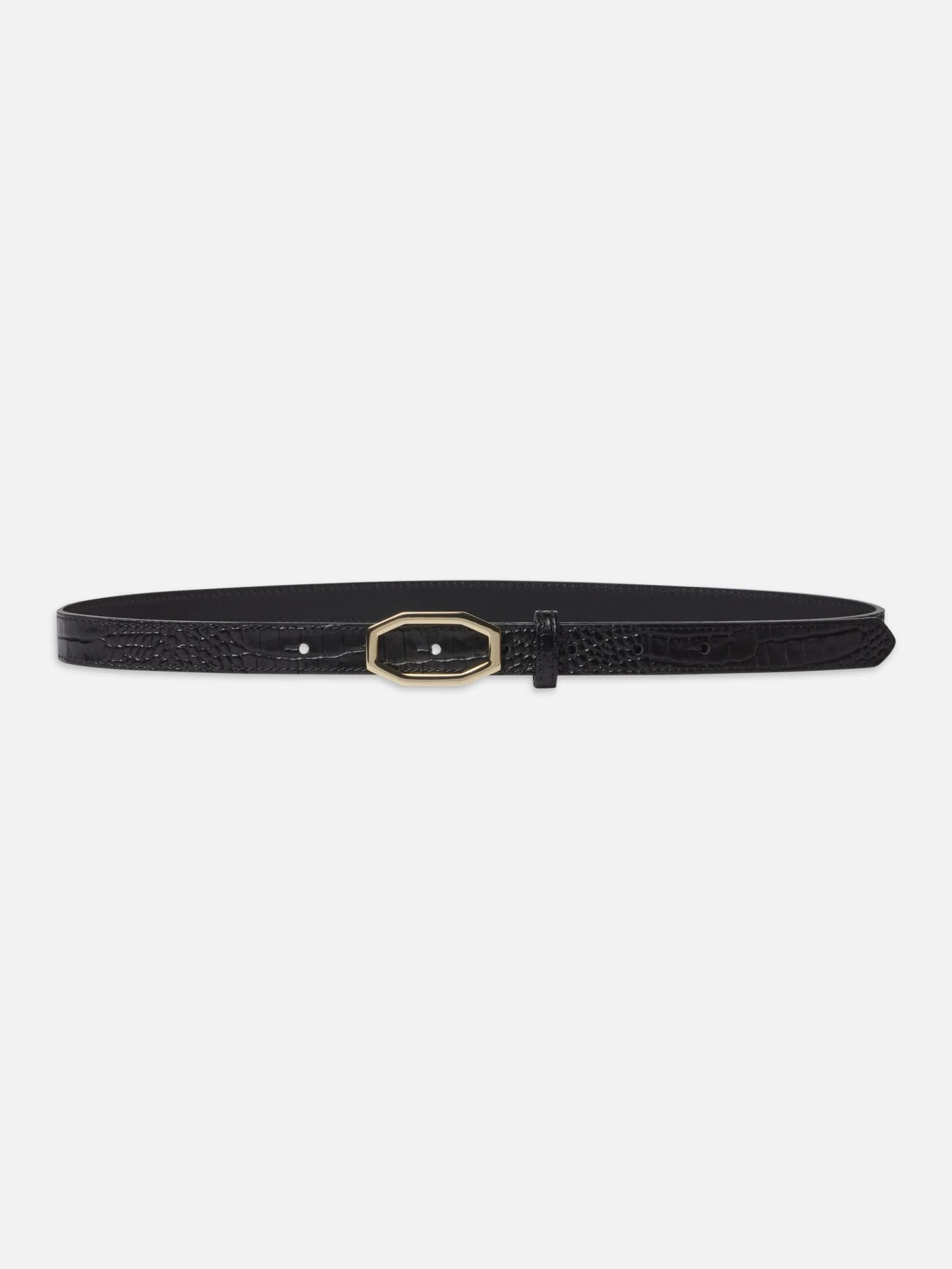 Angular Buckle Belt -- Black Croc 1 Angular Buckle Belt -- Black Croc