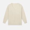 The Cashmere Brushed V Sweater -- Cream