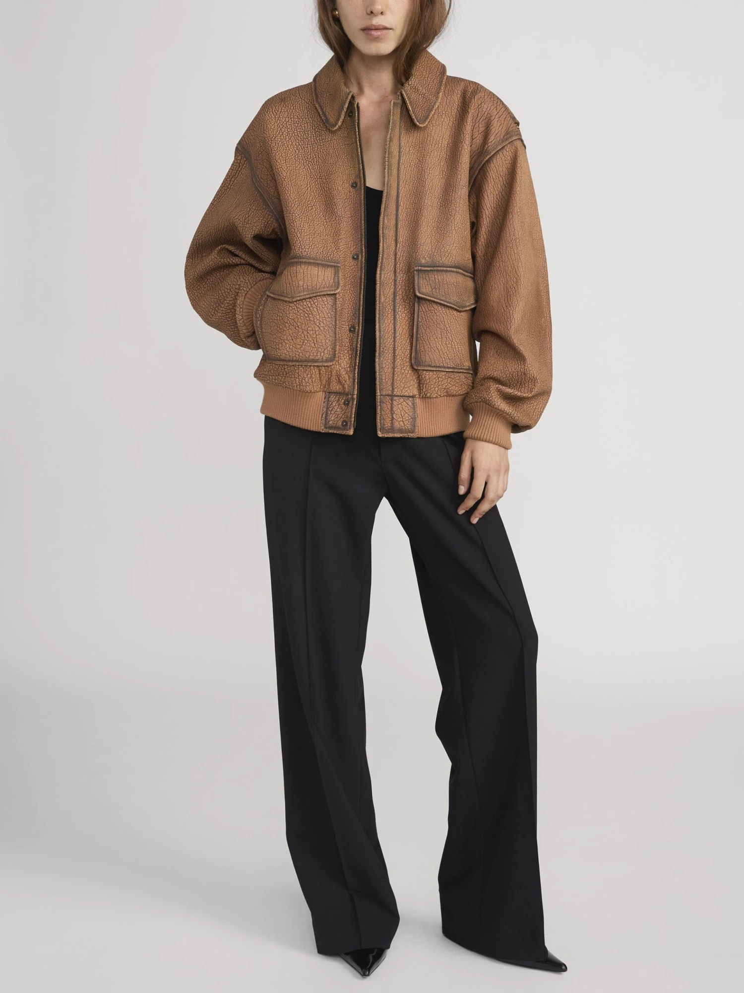 The Distressed Leather Jacket -- Dark Camel 2 The Distressed Leather Jacket -- Dark Camel - Image 2