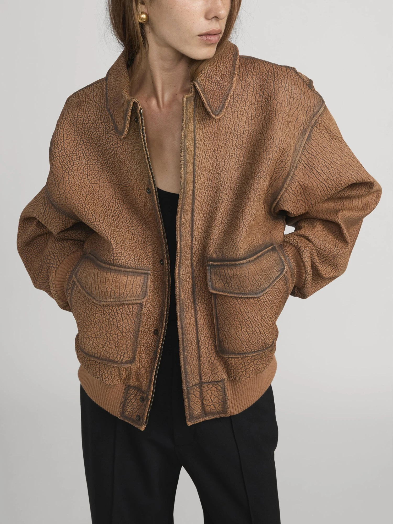 The Distressed Leather Jacket -- Dark Camel 3 The Distressed Leather Jacket -- Dark Camel - Image 3