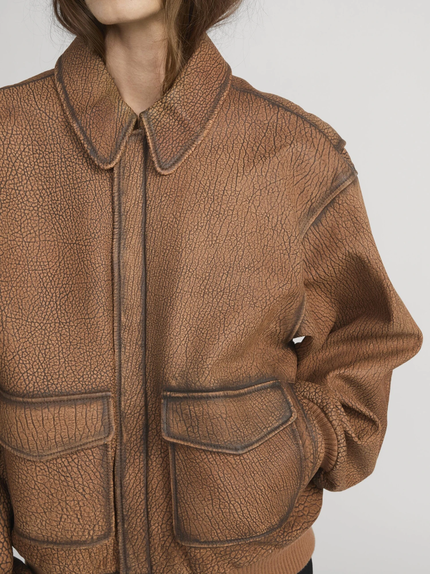 The Distressed Leather Jacket -- Dark Camel 4 The Distressed Leather Jacket -- Dark Camel - Image 4
