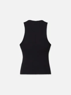 Rib Scoop Neck Tank -- Black -Frame Sale Store WS24JKT009 BLK BACK 7603