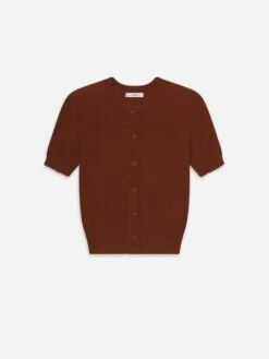 The Cashmere Pointelle Cardi -- Chestnut