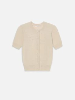 The Cashmere Pointelle Cardi -- Cream