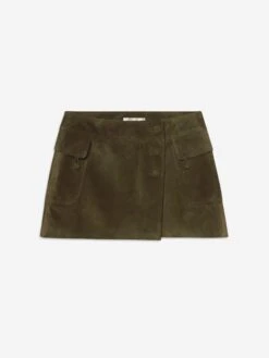 The Suede Cargo Mini Skirt -- Cypress