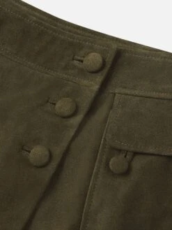 The Suede Cargo Mini Skirt -- Cypress -Frame Sale Store WS25LSK004 CYPR DET2