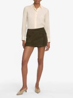 The Suede Cargo Mini Skirt -- Cypress -Frame Sale Store WS25LSK004 CYPR 12883
