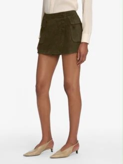 The Suede Cargo Mini Skirt -- Cypress -Frame Sale Store WS25LSK004 CYPR 12903