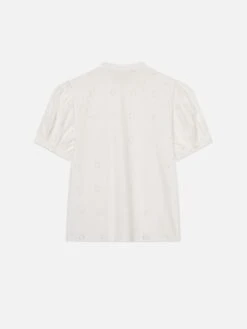 The Eyelet Gathered Top -- White -Frame Sale Store WS25WBL050 WHT B